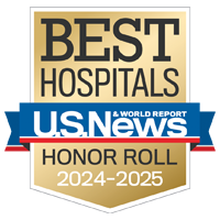 U S News and World Report badge recognizing UCSF as part of its 2024-2025 Honor Roll